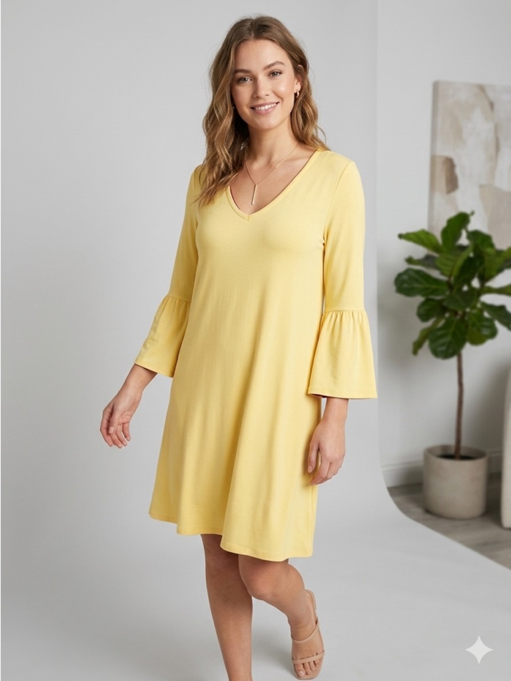 New Directions Polished Summer Dress - Size M (Sunlight Yellow)-NWT